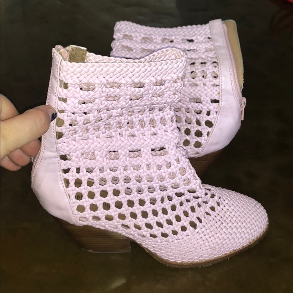 Jeffrey Campbell woven leather booties